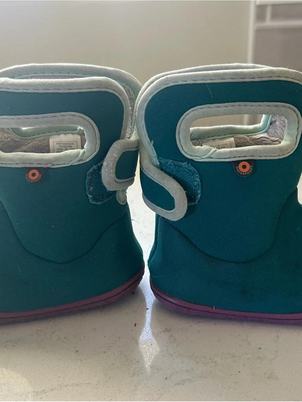Kids Teal Winter Boot with Pink Sole